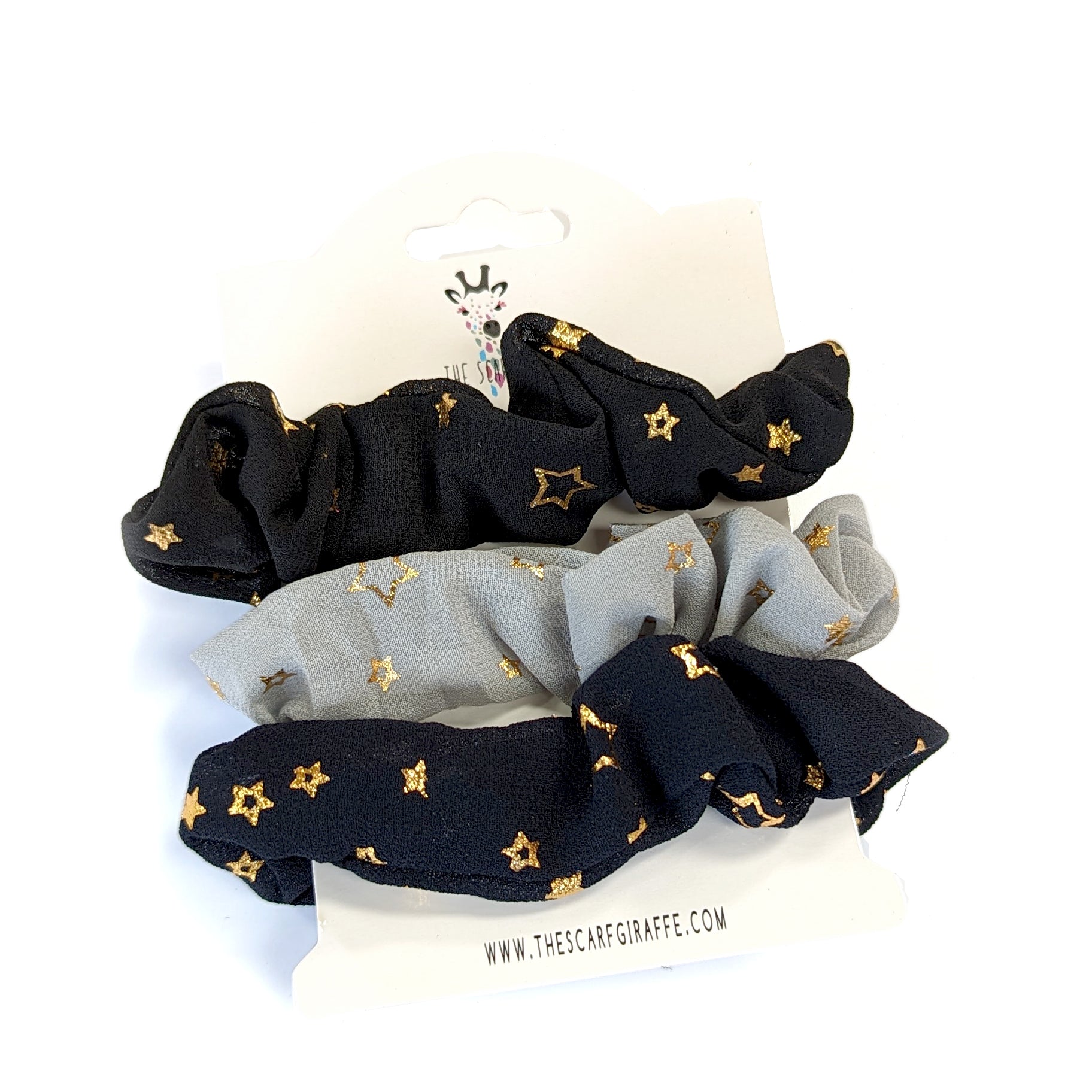 Stars Print set of 3 Hair Scrunchies - 12 Assorted