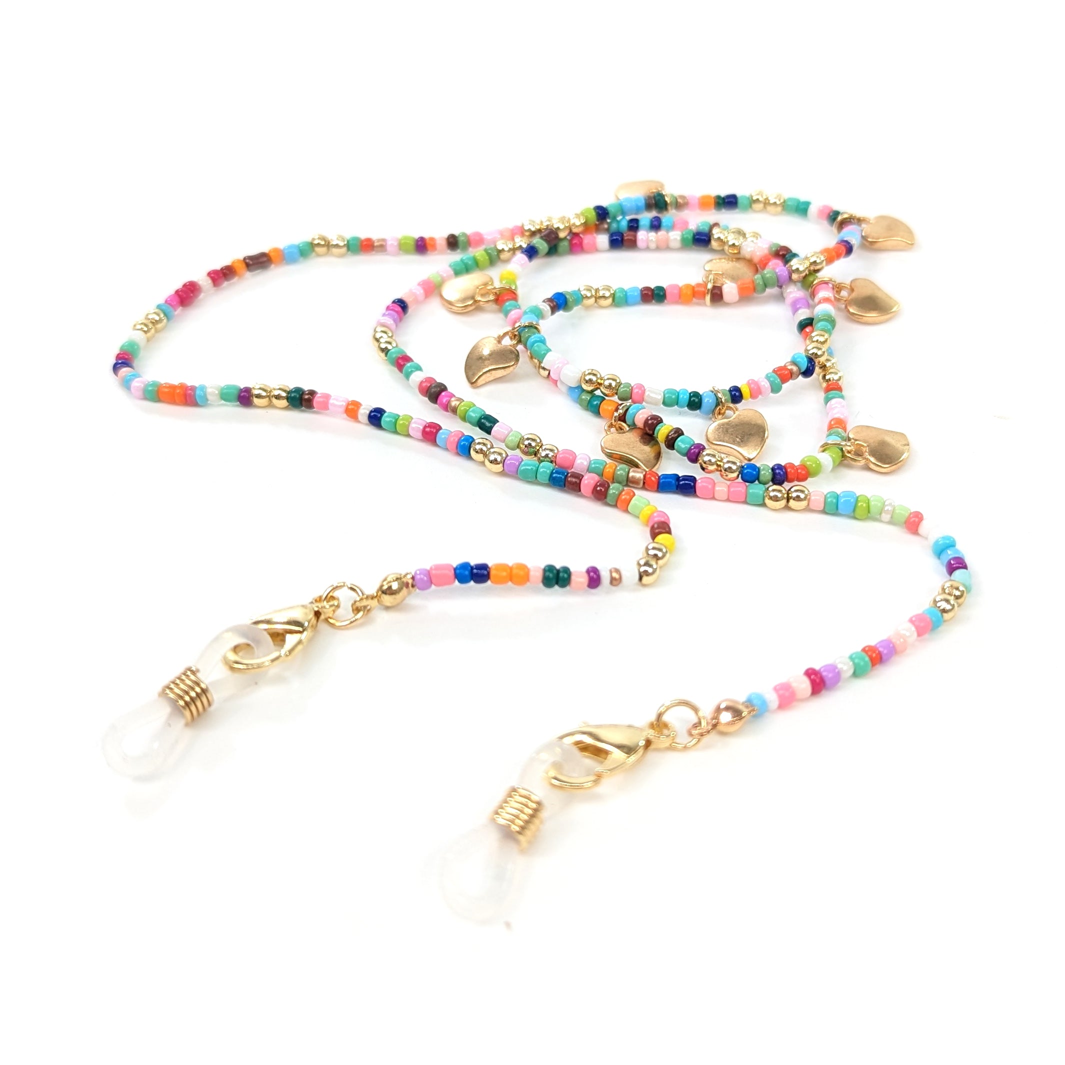 Glasses Chain - Multi Hearts & Seed Bead