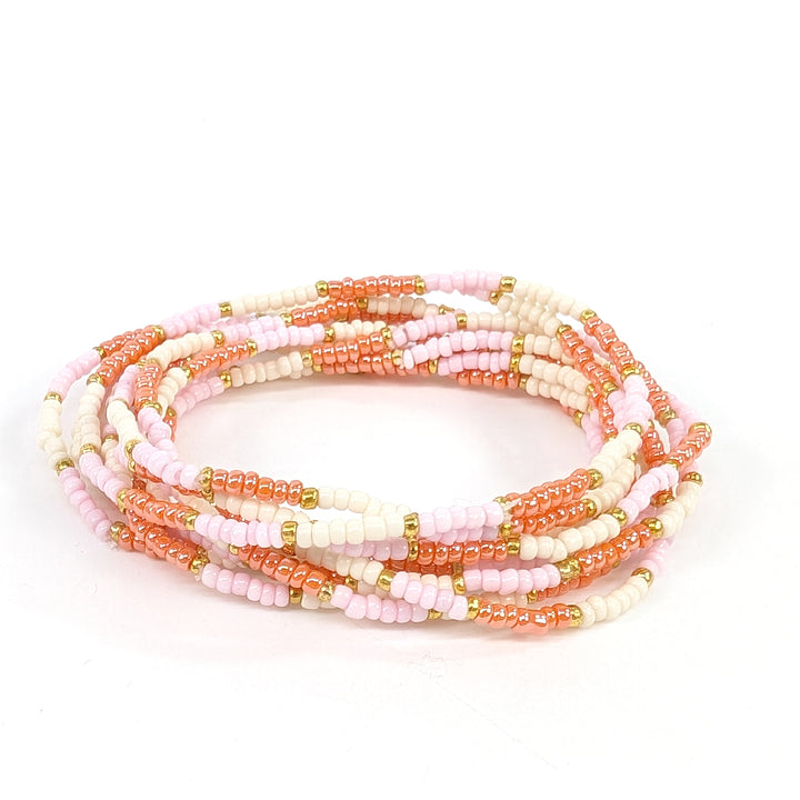 Block Colour Seed Bead Bracelet - Pink