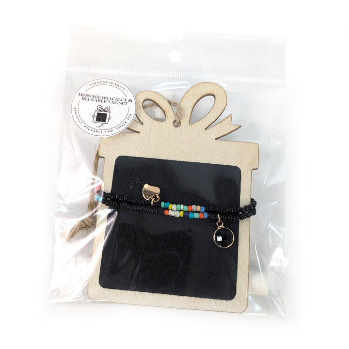 Friendship Bracelet on Reusable Gift Tag (with chalk) - Black