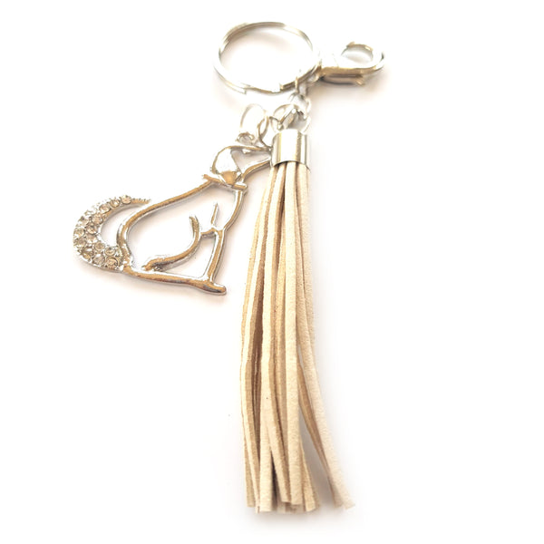 Diamante Dog Keyring with Tassel