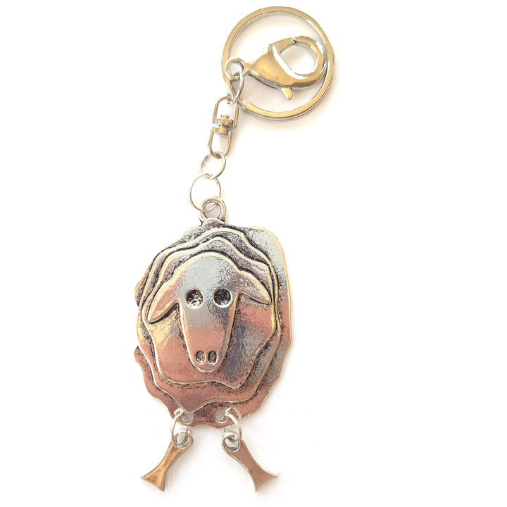 Silver Swinging Sheep Keyring